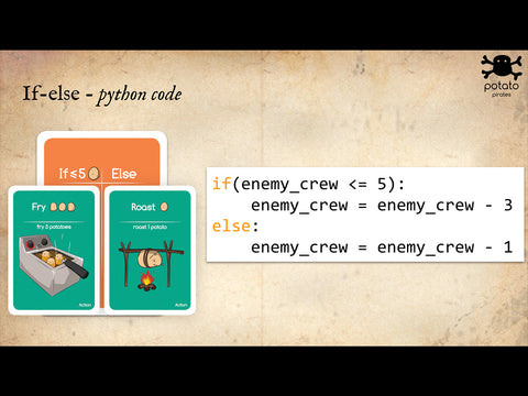 Learn Python with 12 hour curriculum from Potato Pirates, learn if else concept