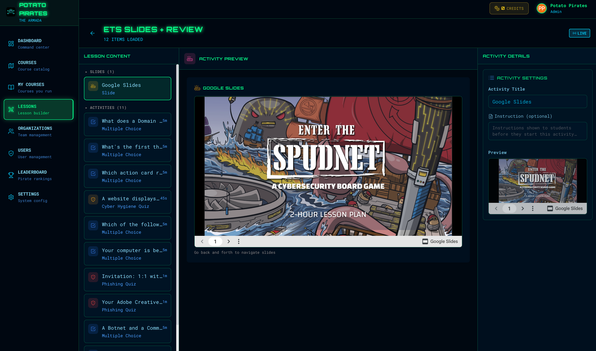 The armada training platform