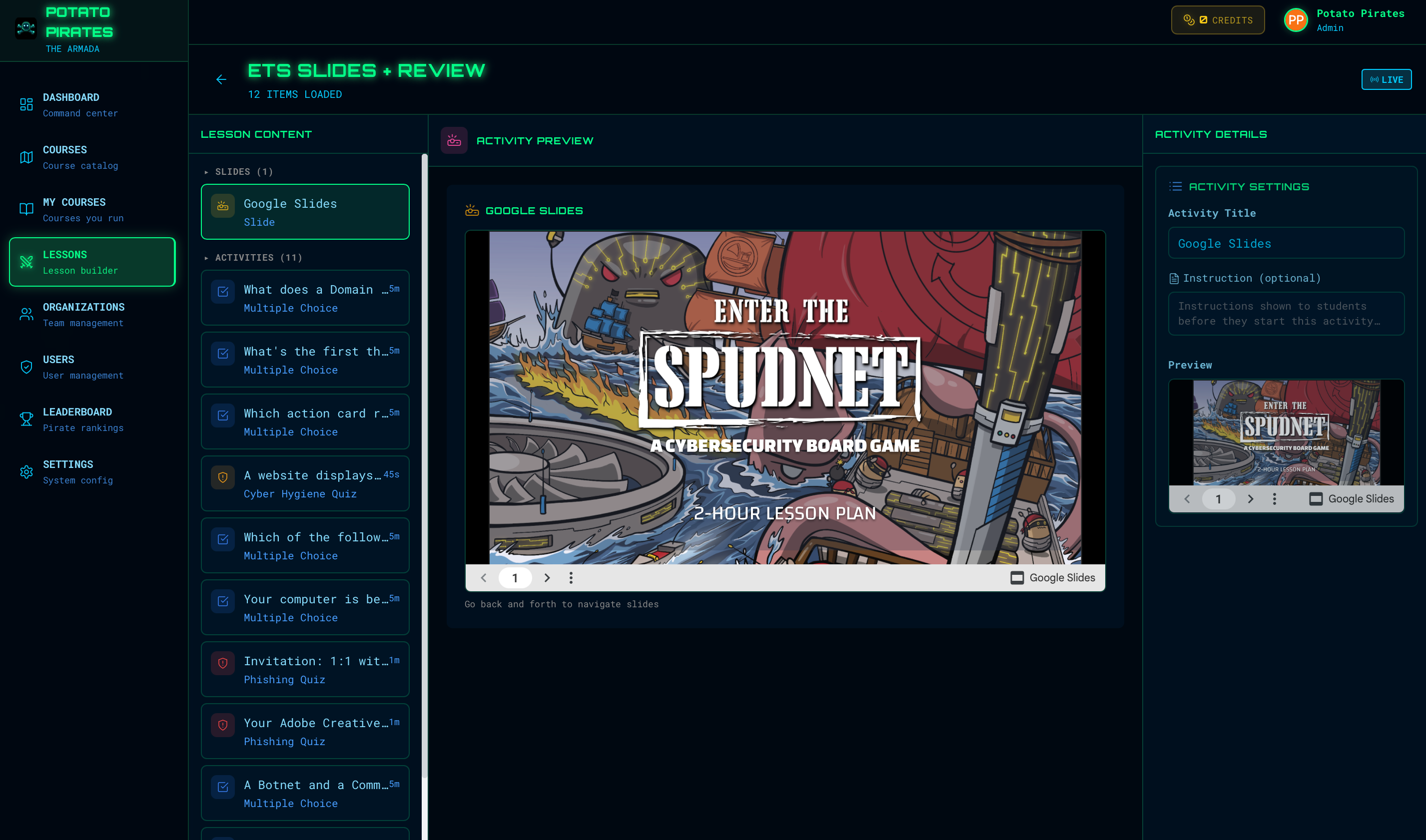 The armada training platform